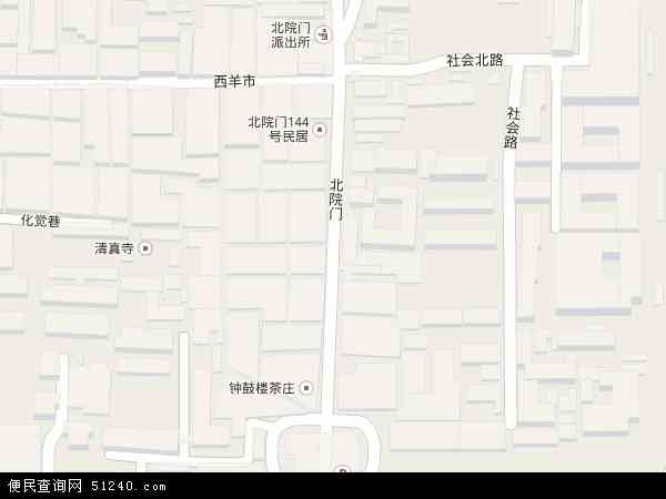 中国陕西省西安市莲湖区北院门地图(卫星地图