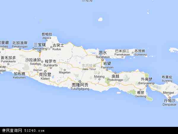 印度尼西亚东爪哇地图(卫星地图)