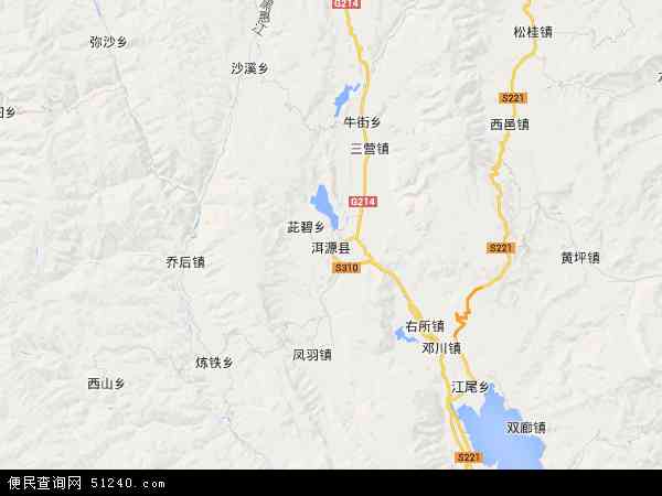 中国云南省大理白族自治州洱源县地图(卫星地图)图片