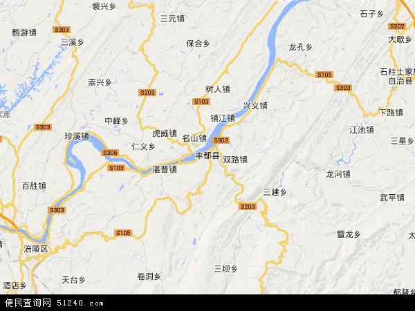 中国重庆市丰都县地图(卫星地图)图片