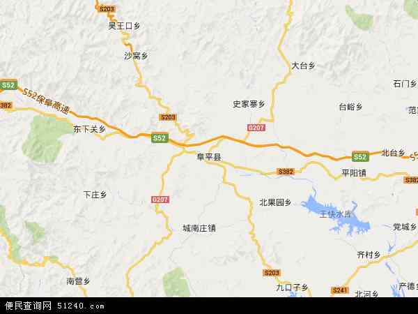中国河北省保定市阜平县地图(卫星地图)