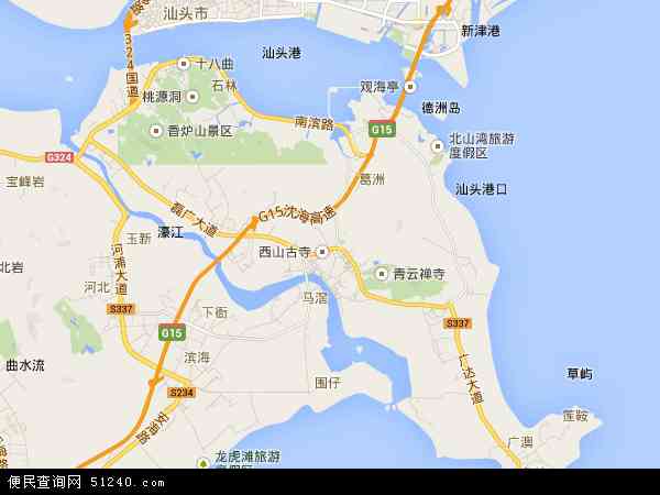 中国广东省汕头市濠江区地图(卫星地图)