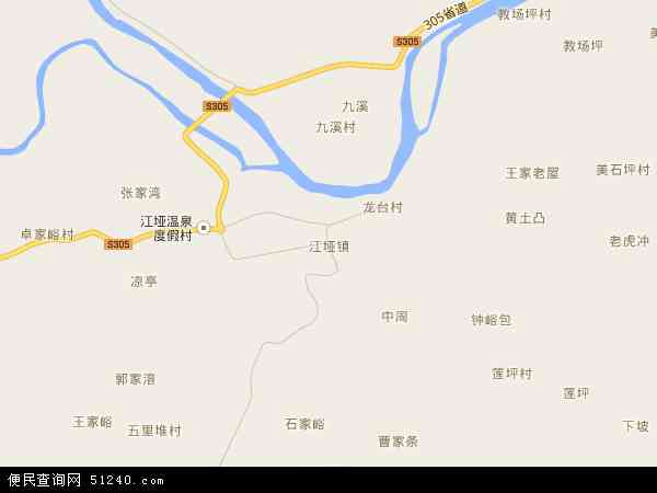 中国湖南省张家界市慈利县江垭镇地图(卫星地图)图片