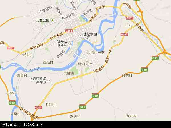 中国黑龙江省牡丹江市地图(卫星地图)图片