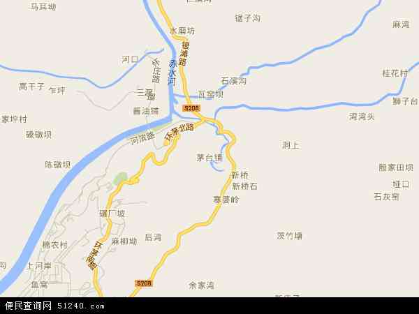 中国贵州省遵义市仁怀市茅台镇地图(卫星地图)图片