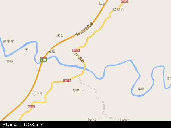 中国湖南省怀化市沅陵县麻溪铺镇地图(卫星地图)图片