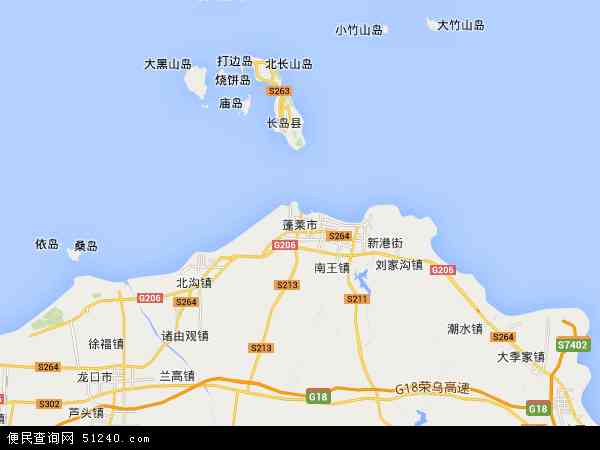 中国山东省烟台市蓬莱市地图(卫星地图)图片