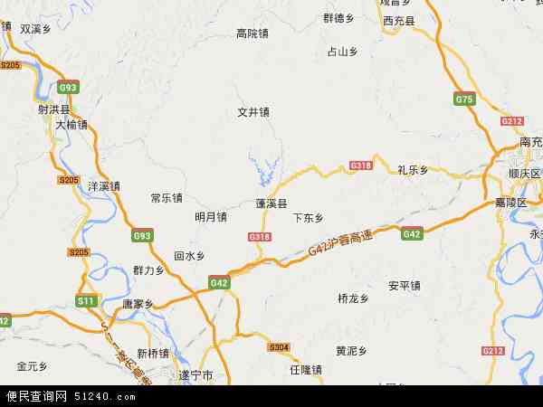 中国四川省遂宁市蓬溪县地图(卫星地图)图片