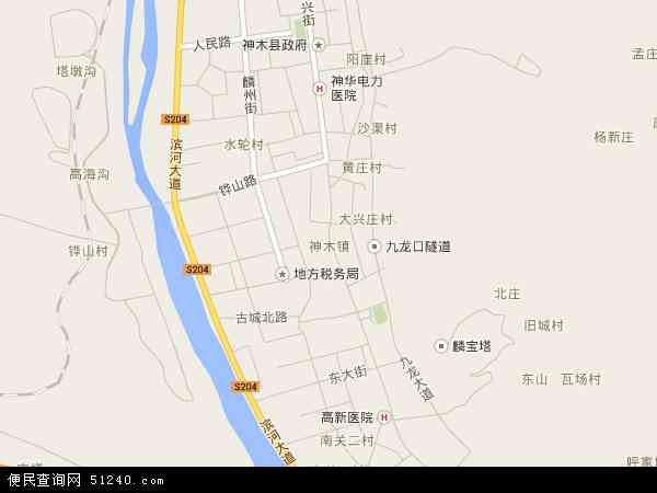 中国陕西省榆林市神木县神木镇地图(卫星地图)图片