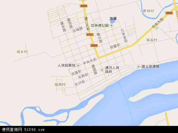 中国黑龙江省哈尔滨市通河县通河镇地图(卫星地图)图片