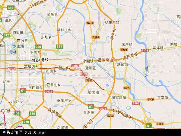 中国北京市通州区地图(卫星地图)图片