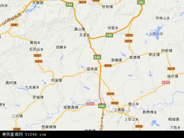 中国江西省宜春市宜丰县地图(卫星地图)