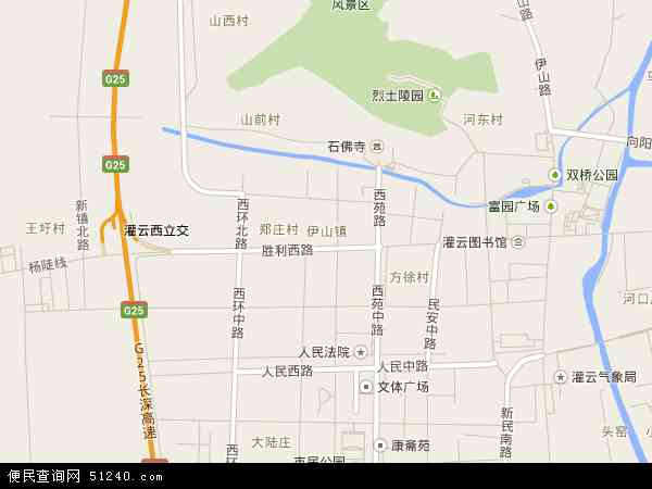 中国江苏省连云港市灌云县伊山镇地图(卫星地图)图片