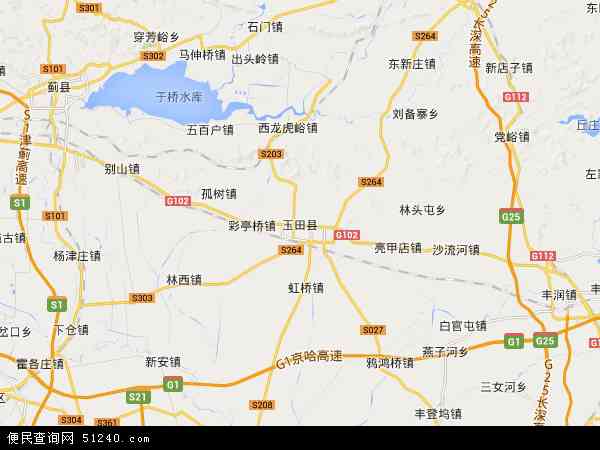 中国河北省唐山市玉田县地图(卫星地图)图片