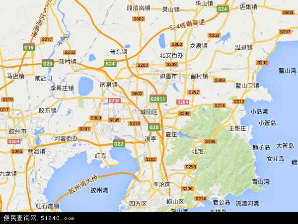 中国山东省青岛市城阳区地图(卫星地图)