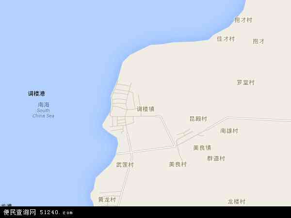 中国海南省省直辖县级行政区划临高县调楼镇地图(卫星地图)图片
