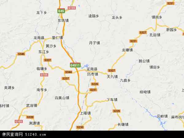 中国江西省赣州市定南县地图(卫星地图)图片