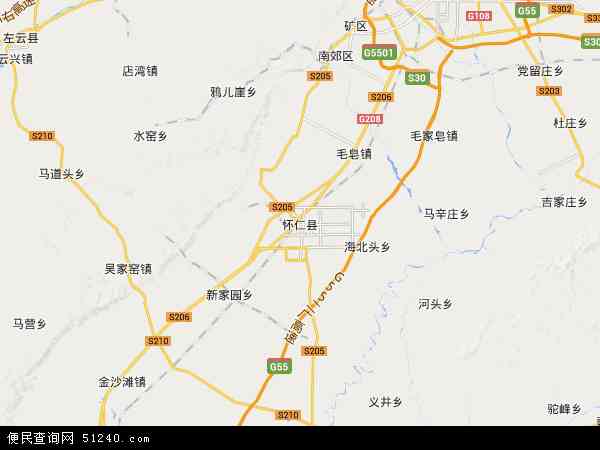 中国山西省朔州市怀仁县地图(卫星地图)图片