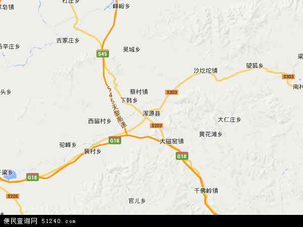 山西省大同市浑源县地图(地图)