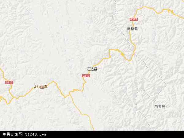 中国西藏自治区昌都地区江达县地图(卫星地图)图片