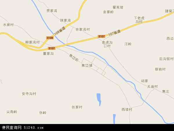 中国陕西省西安市蓝田县焦岱镇地图(卫星地图)图片