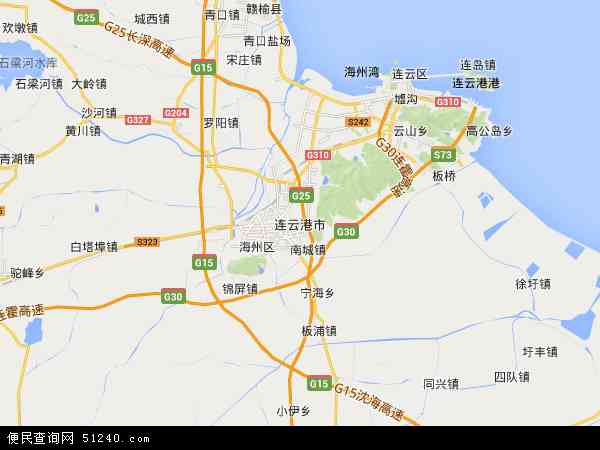 中国江苏省连云港市地图(卫星地图)图片