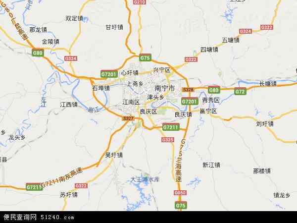 中国广西壮族自治区南宁市良庆区地图(卫星地图)