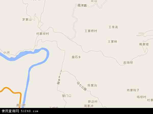 中国四川省达州市通川区盘石乡地图(卫星地图)图片