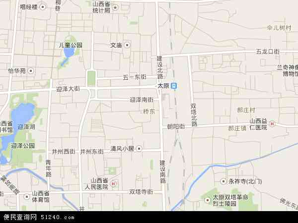 中国山西省太原市迎泽区桥东地图(卫星地图)