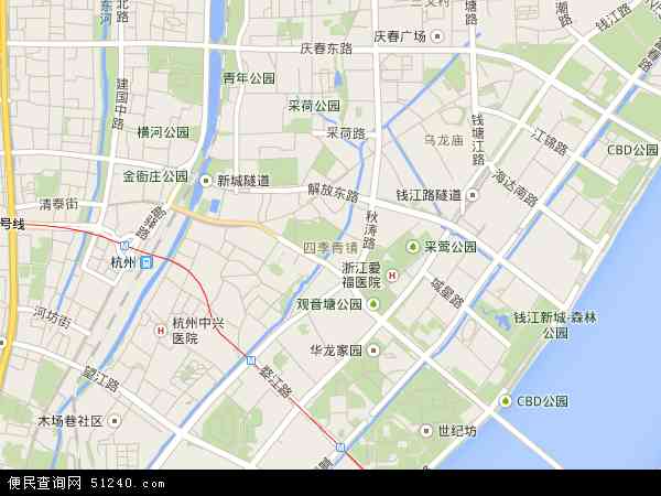 中国浙江省杭州市江干区四季青地图(卫星地图)图片