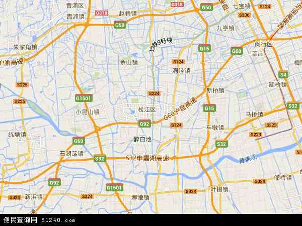 中国上海市松江区地图(卫星地图)