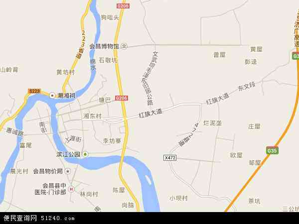 中国江西省赣州市会昌县文武坝镇地图(卫星地图)