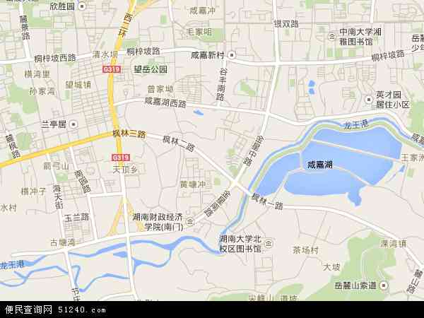 中国湖南省长沙市岳麓区望城坡地图(卫星地图图片