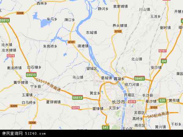 中国湖南省长沙市望城区地图(卫星地图)