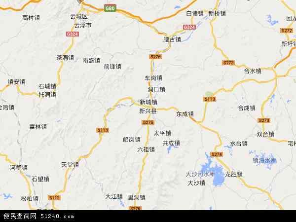 中国广东省云浮市新兴县地图(卫星地图)图片