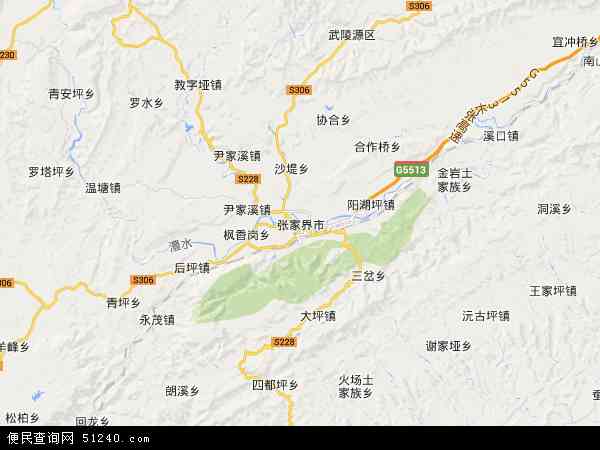 中国湖南省张家界市地图(卫星地图)图片