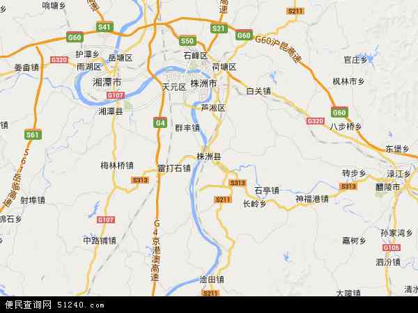 中国湖南省株洲市株洲县地图(卫星地图)图片