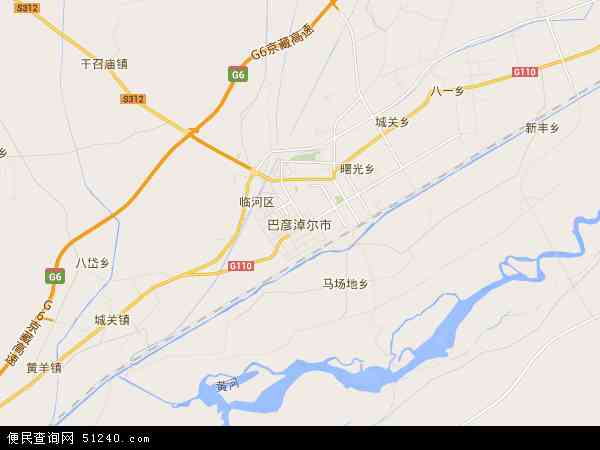 中国内蒙古自治区巴彦淖尔市地图(卫星地图)
