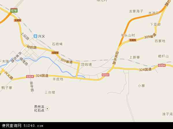 中国贵州省黔西南布依族苗族自治州兴义市顶效镇地图(卫星地图)图片