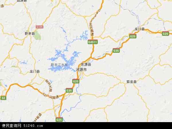 中国广东省河源市东源县地图(卫星地图)图片