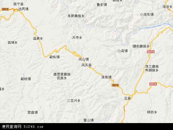 中国云南省临沧市凤庆县地图(卫星地图)图片