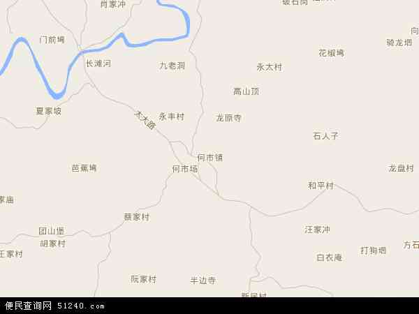 中国四川省自贡市大安区何市镇地图(卫星地图)图片