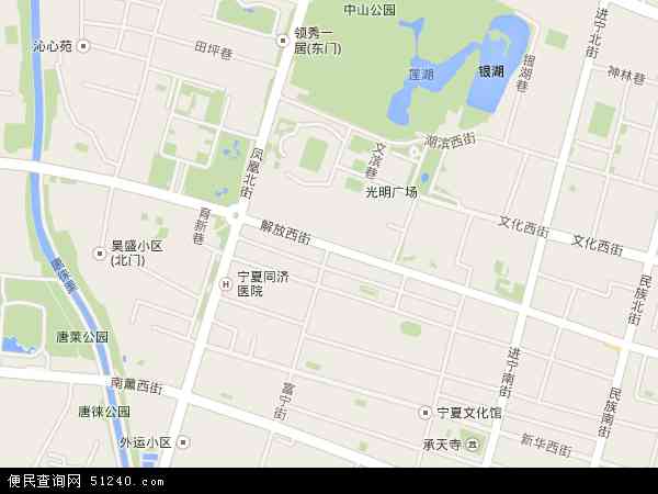 中国宁夏回族自治区银川市兴庆区解放西街地图(卫星地图)图片
