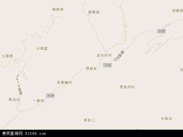 中国四川省达州市开江县灵岩乡地图(卫星地图)图片