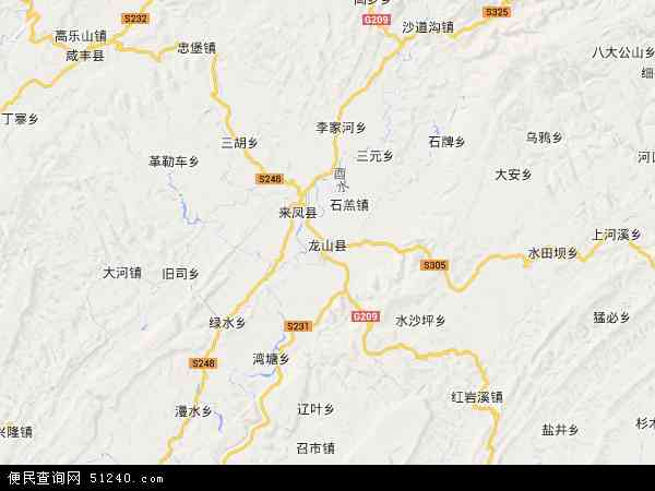 中国湖南省湘西土家族苗族自治州龙山县地图(卫星地图)图片