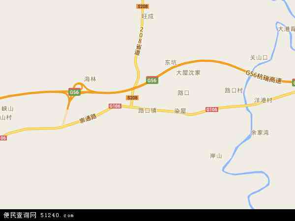 中国湖北省咸宁市崇阳县路口镇地图(卫星地图)图片