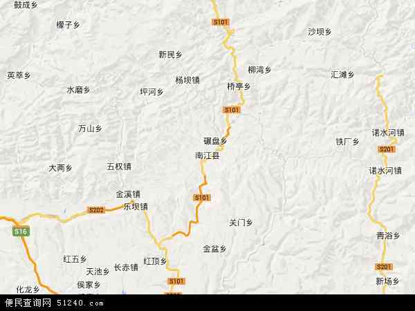 中国四川省巴中市南江县地图(卫星地图)图片