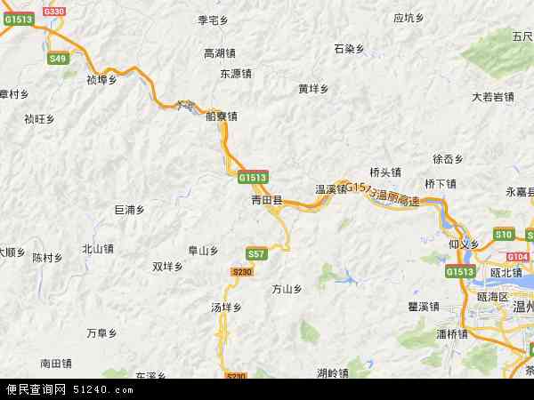 中国浙江省丽水市青田县地图(卫星地图)图片