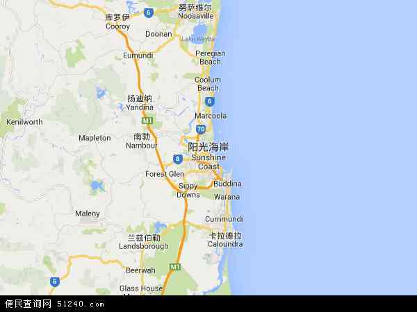 澳大利亚昆士兰日光海岸地图(卫星地图)图片