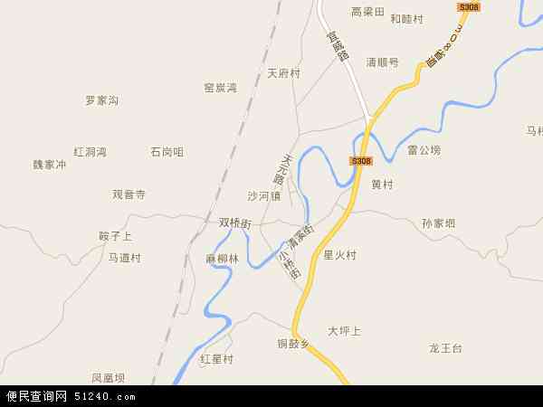 中国四川省宜宾市高县沙河镇地图(卫星地图)图片